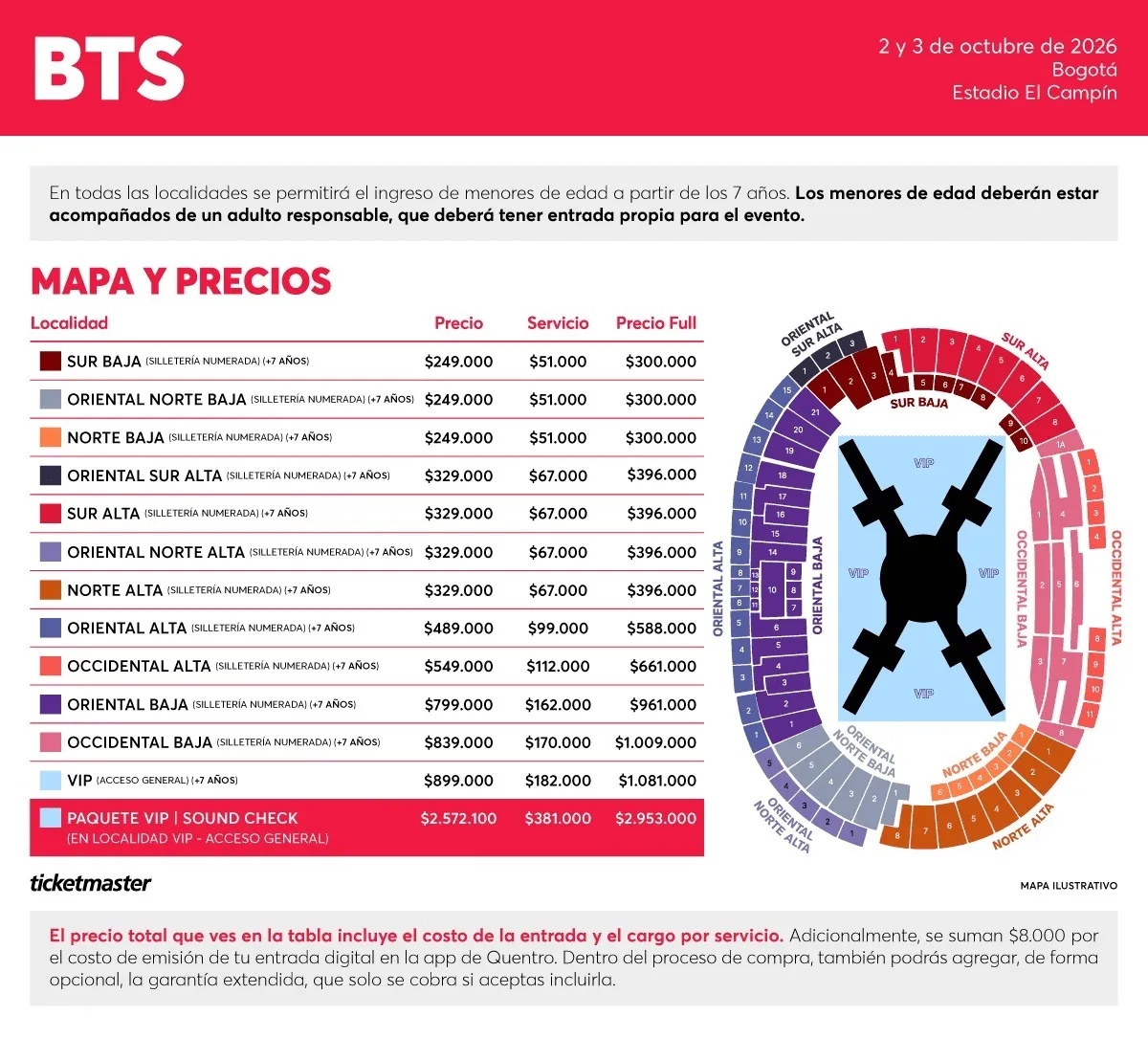 BTS en Colombia: estos son los precios y boletería Tras meses de gran expectativa, el fenómeno global BTS ha oficializado los detalles de su esperada llegada a la capital colombiana.